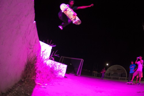Lots of purple from my gelled strobe and some high flying action from my skater