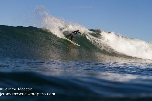 Some lighty using some speed and laying it on the rail out at Super Tubes in J Bay