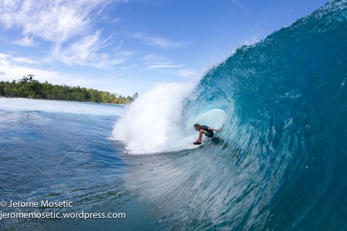 This Ozzi grommy learning the ropes at a young age at this shallow draining Mentawai left